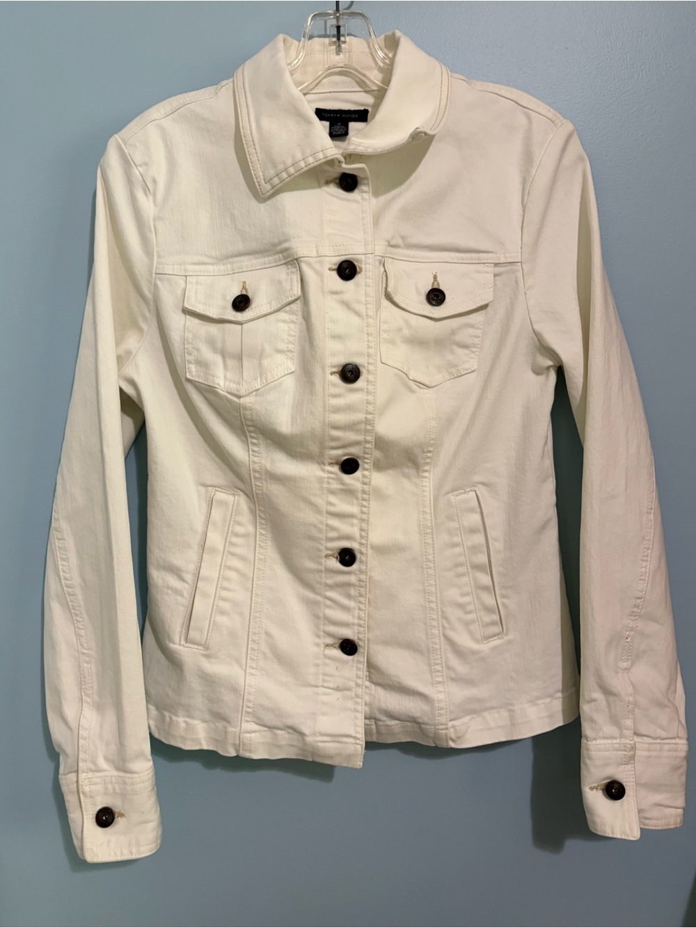 Tommy Hilfiger Classic Women's White Denim Button-Front Jacket